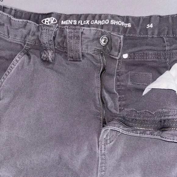 RWD Rugged Wear Men's Cargo Shorts 34 Gray Flex Stretch Utility Work Casual - Picture 3 of 7